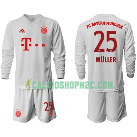 Bayern Monaco Thomas Muller 25 Bambino Maglia Trasferta 2020/2021 Manica Lunga (+ Pantaloncini)